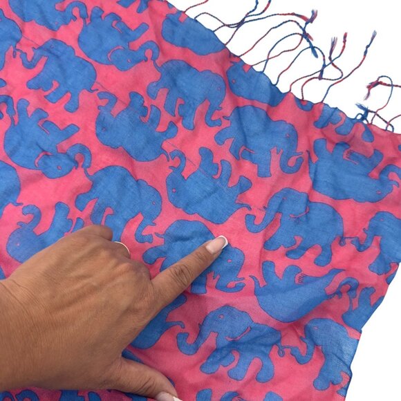 Lilly Pulitzer Silk&Cashmere Elephant Print Scarf  27''X74'' Multifuntional Wrap - Picture 6 of 12